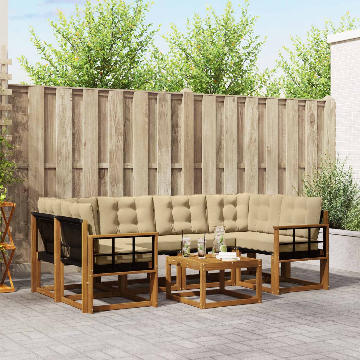 Udendørs sofagruppe 7 stk. Naturlig og Beige