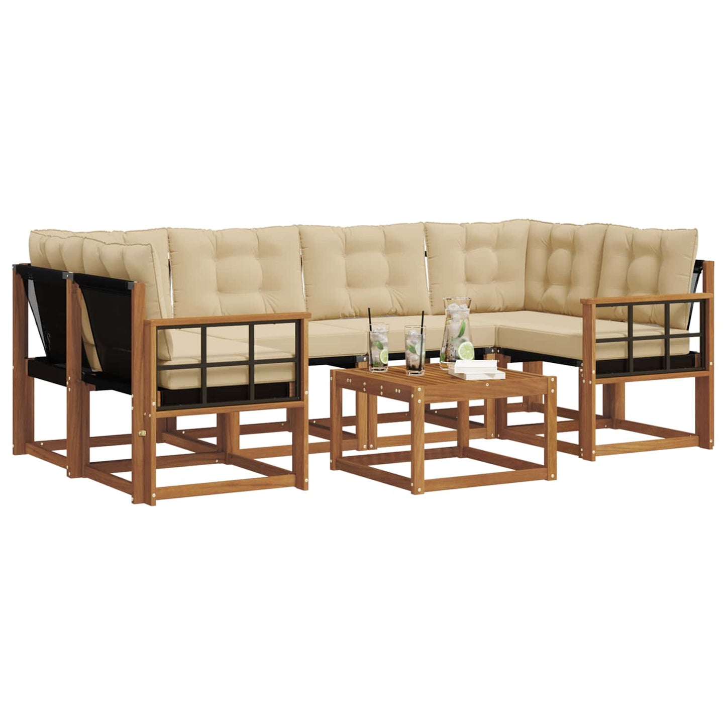 Udendørs sofagruppe 7 stk. Naturlig og Beige