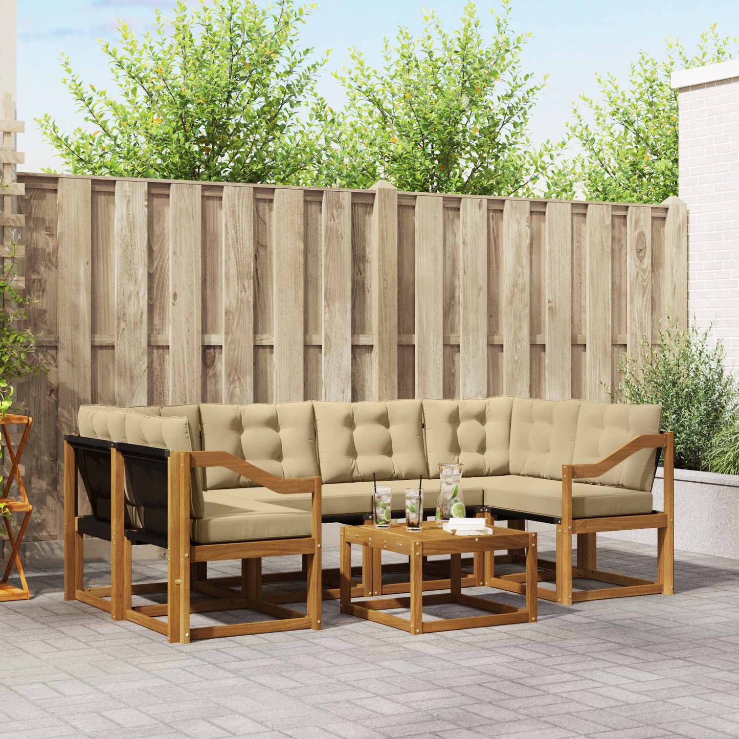 Udendørs sofagruppe 7 stk. Naturlig og Beige