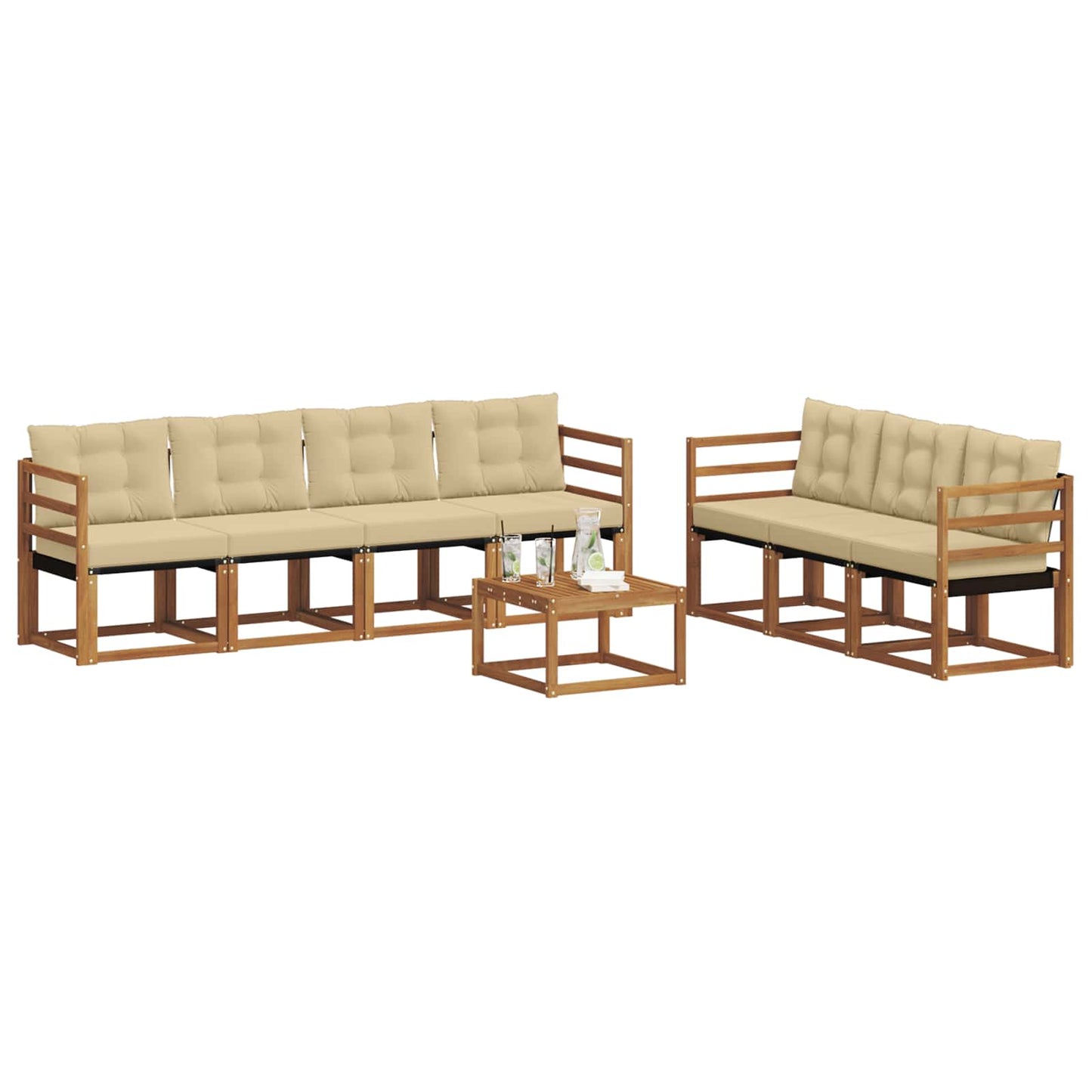Udendørs sofagruppe 8 stk. Naturlig og Beige
