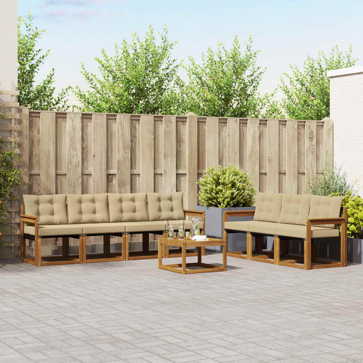 Udendørs sofagruppe 8 stk. Naturlig og Beige