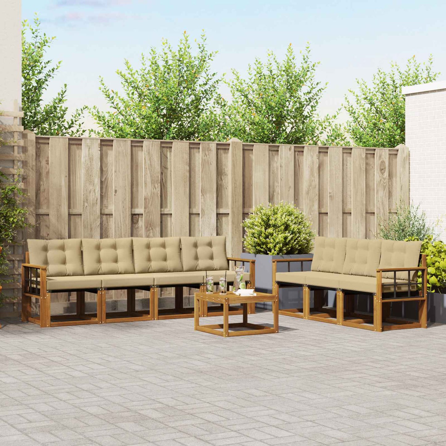 Udendørs sofagruppe 8 stk. Naturlig og Beige