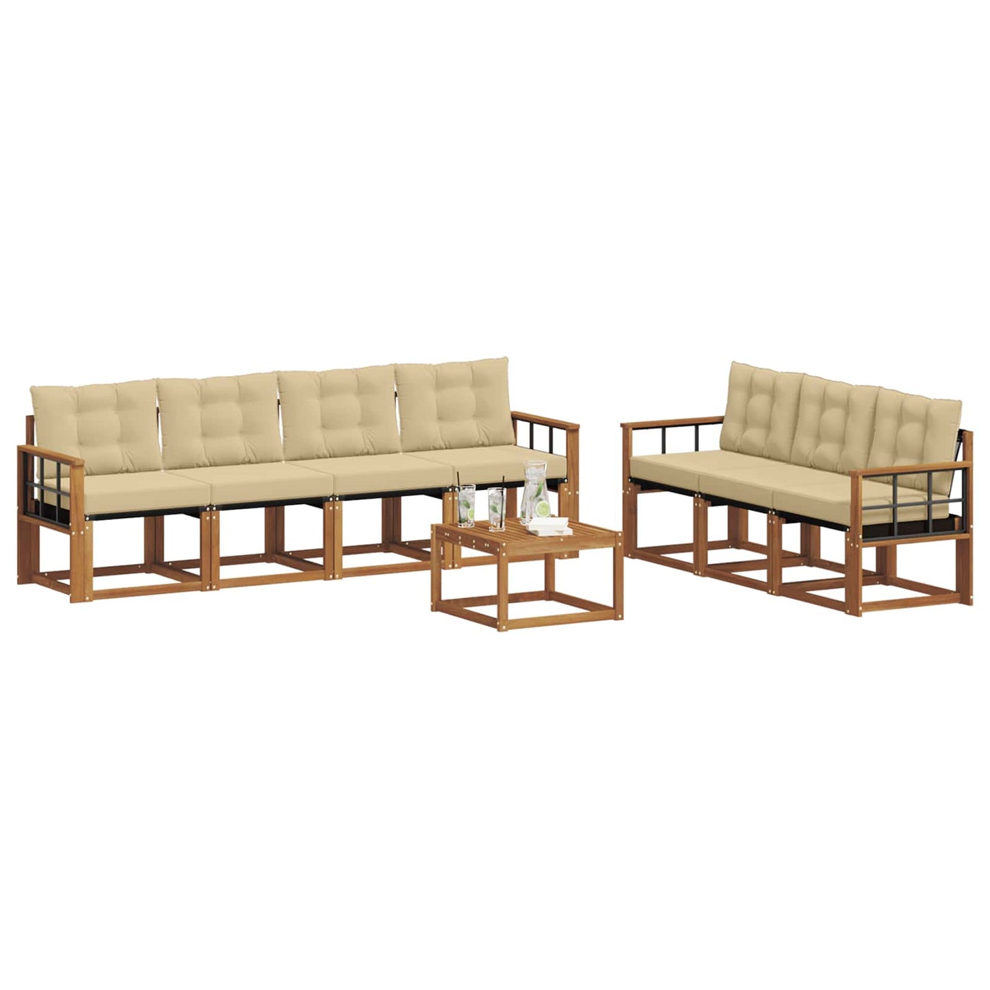 Udendørs sofagruppe 8 stk. Naturlig og Beige