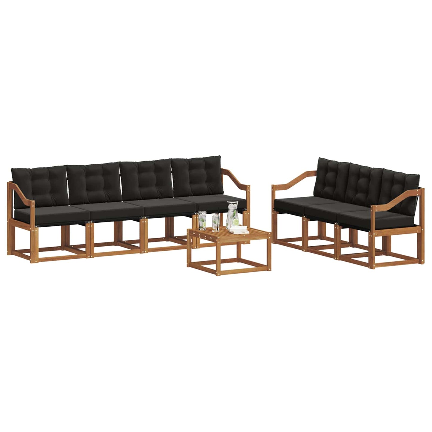 Udendørs sofagruppe 8 stk. Naturlig og sort