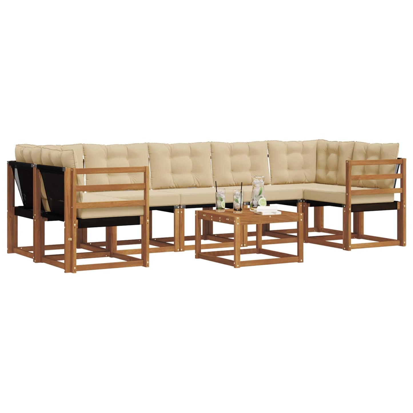 Udendørs sofagruppe 8 stk. Naturlig og Beige