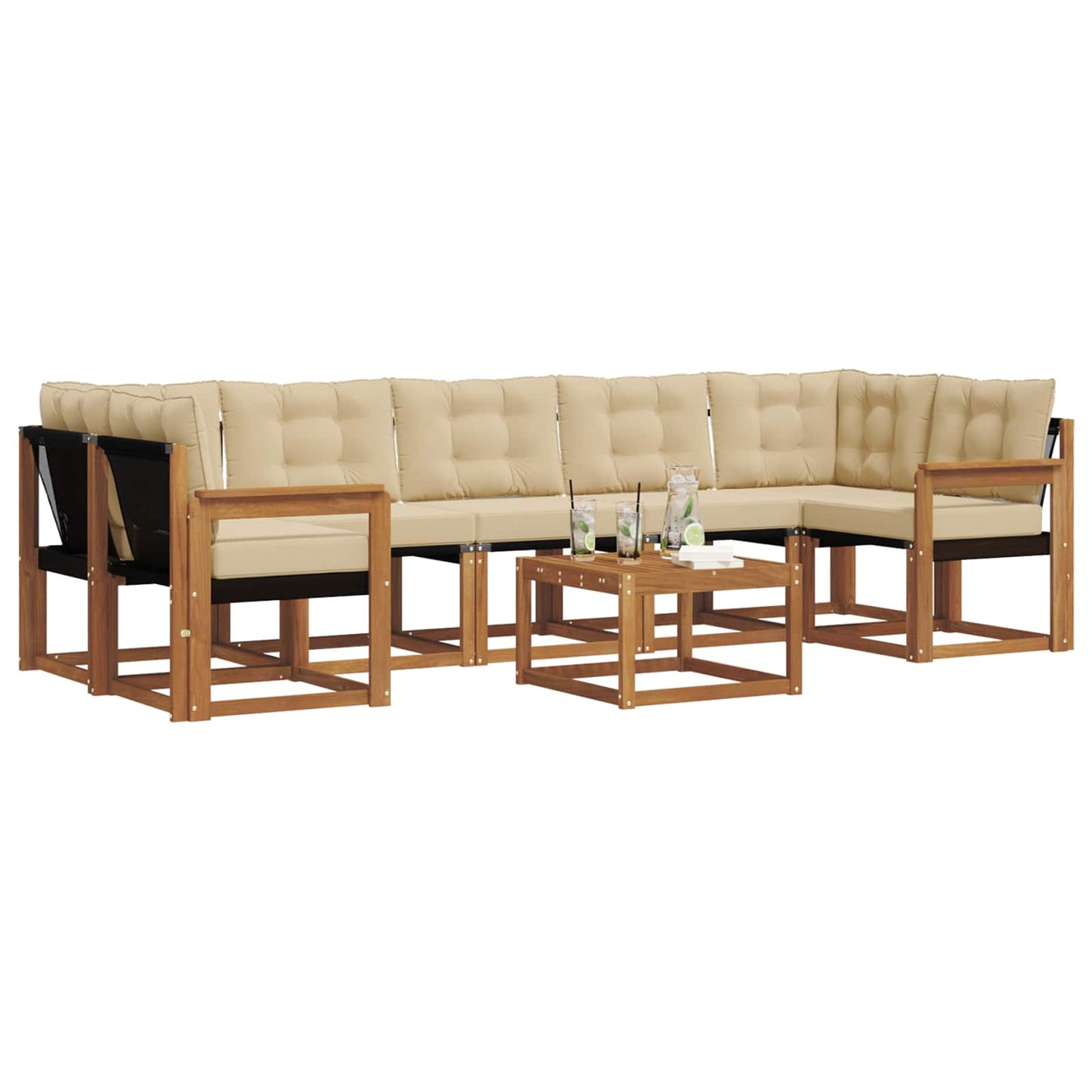 Udendørs sofagruppe 8 stk. Naturlig og Beige