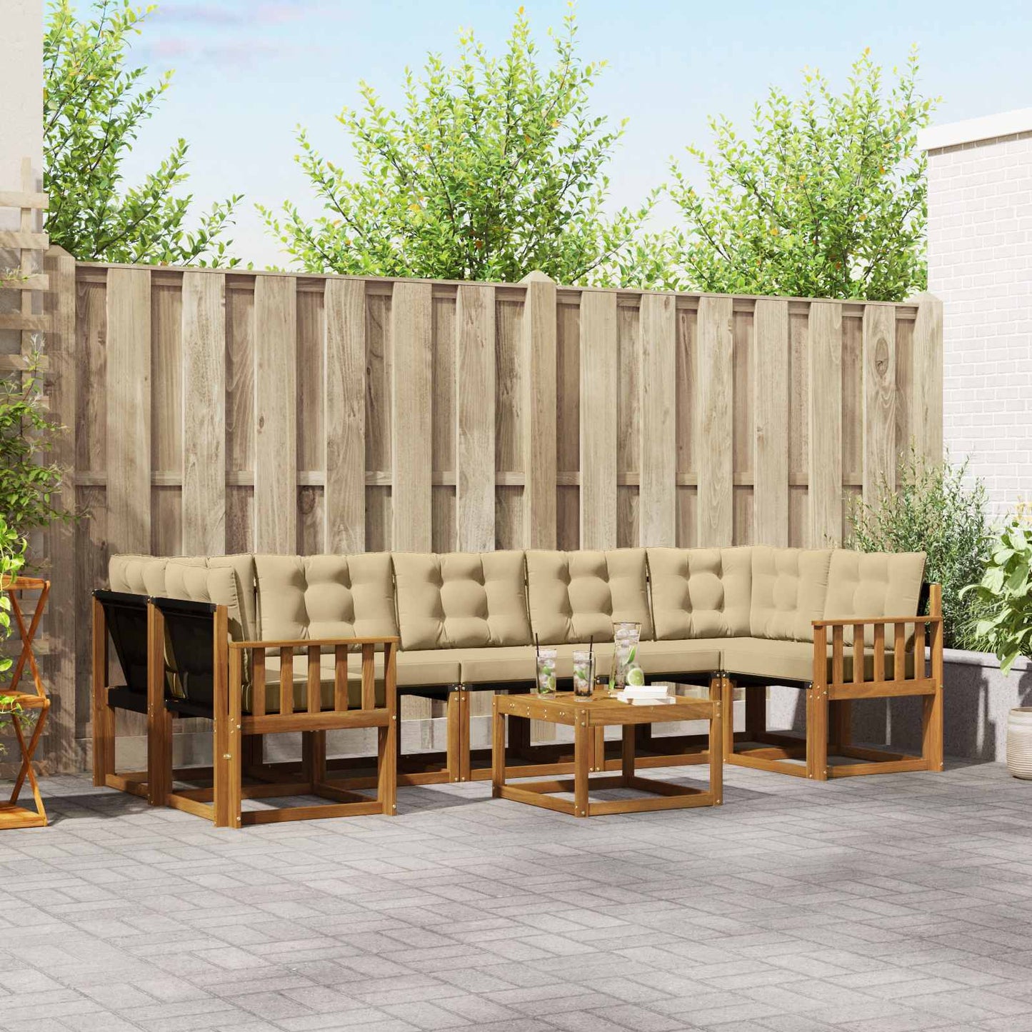 Udendørs sofagruppe 8 stk. Naturlig og Beige