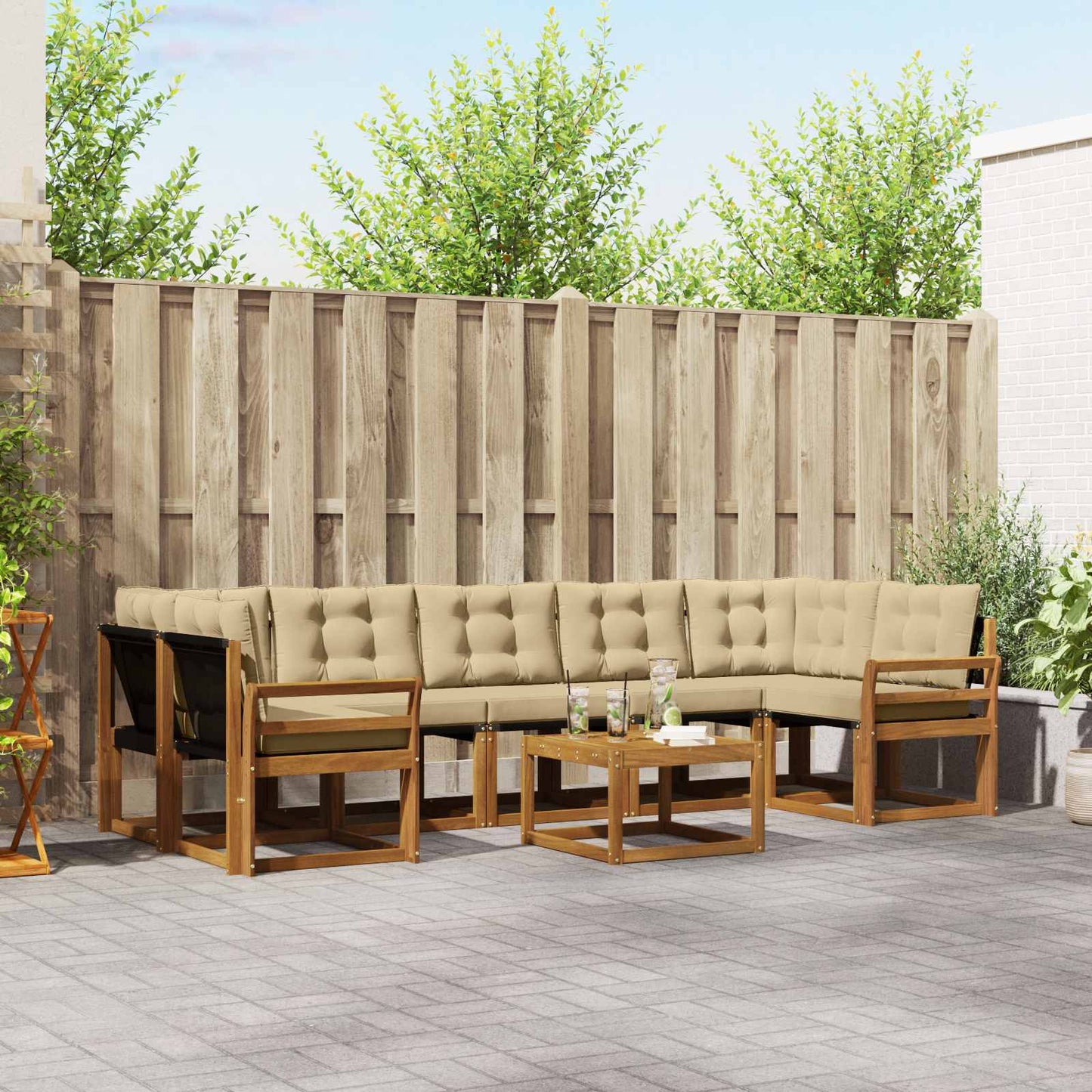 Udendørs sofagruppe 8 stk. Naturlig og Beige