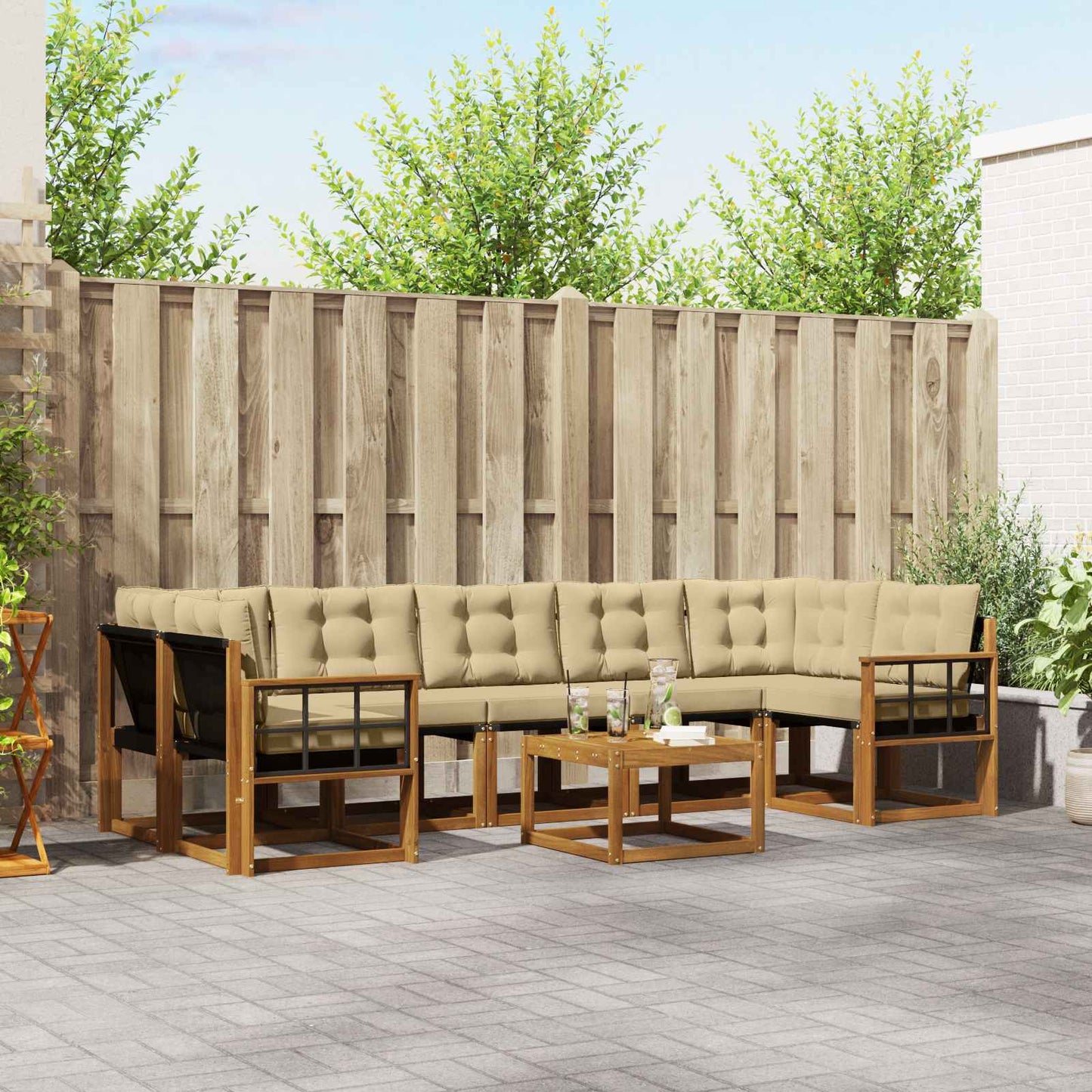 Udendørs sofagruppe 8 stk. Naturlig og Beige
