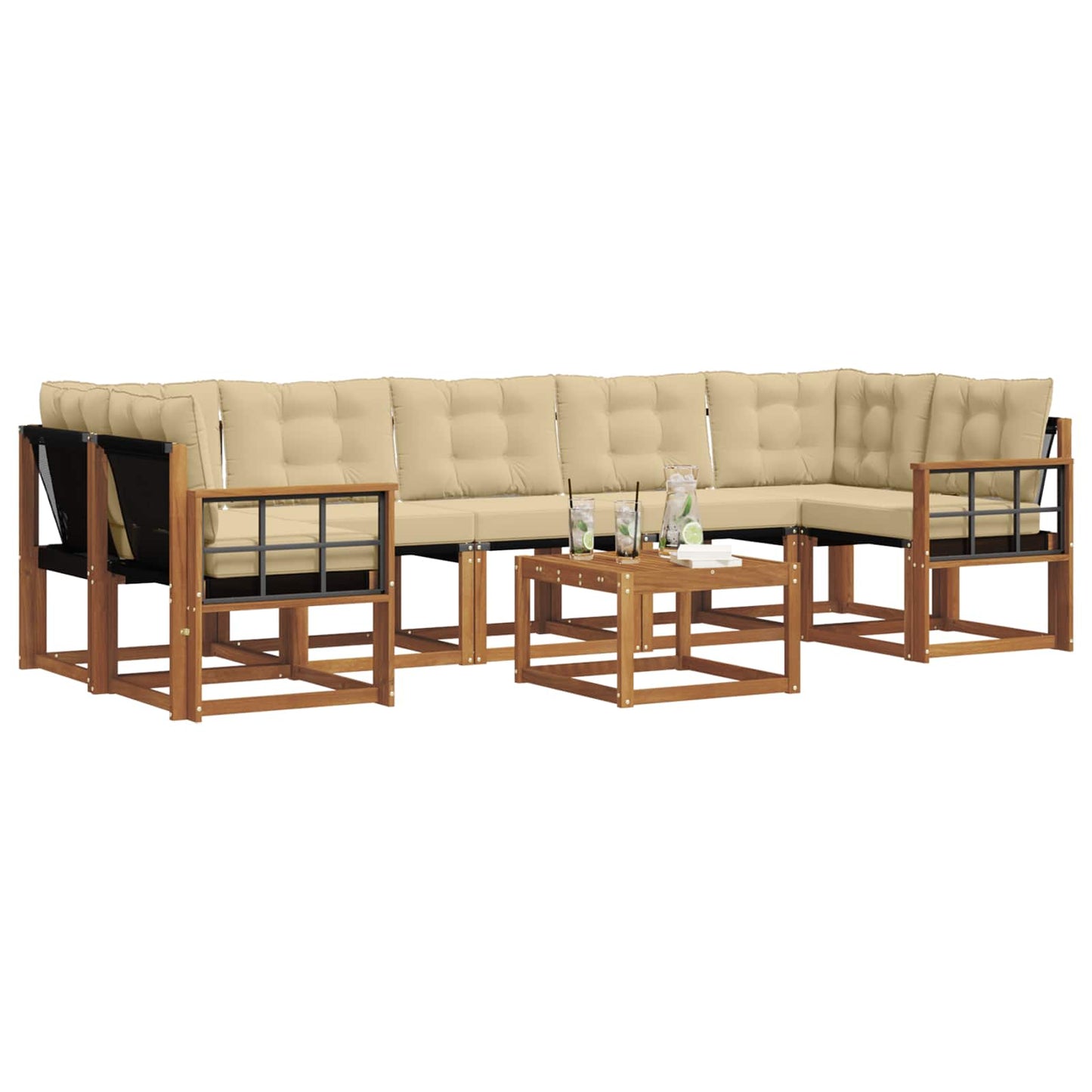 Udendørs sofagruppe 8 stk. Naturlig og Beige