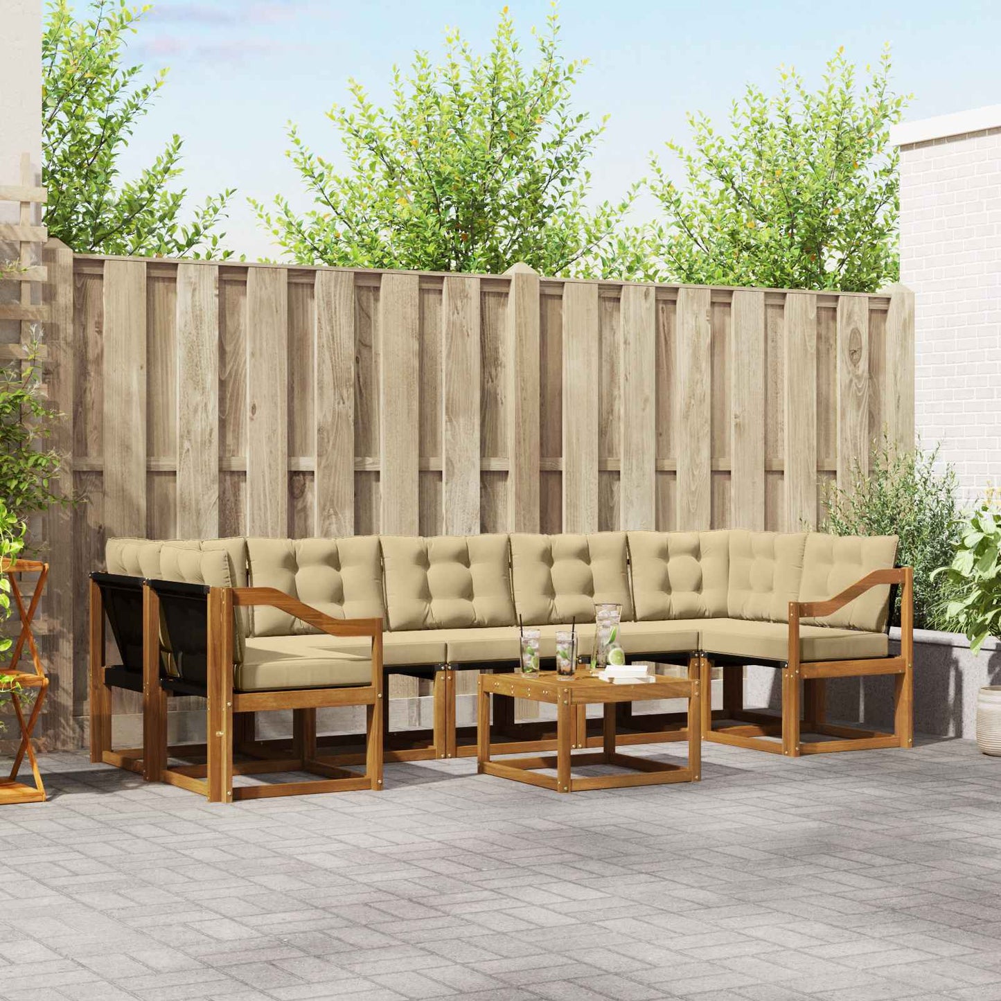Udendørs sofagruppe 8 stk. Naturlig og Beige