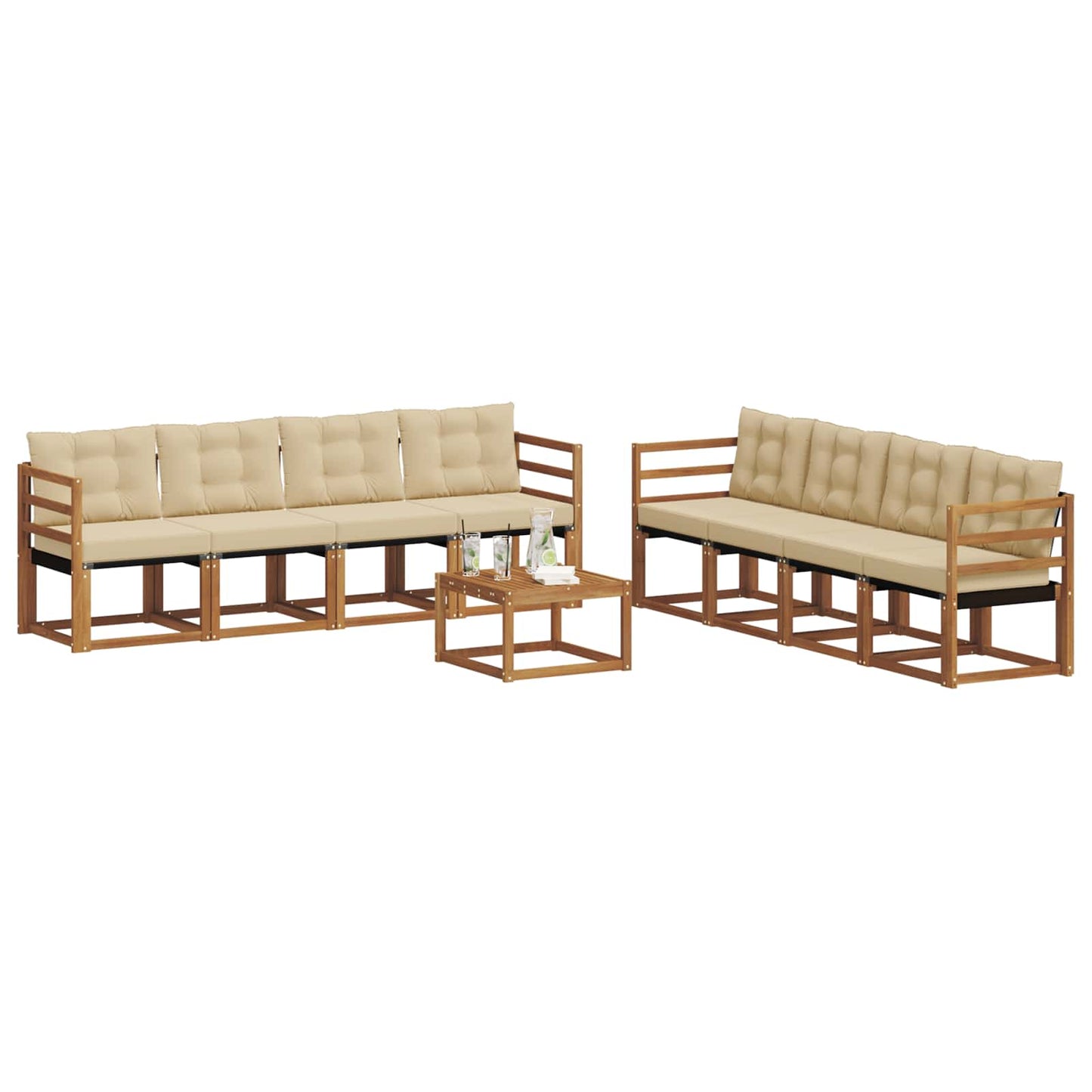 Udendørs sofagruppe 9 stk. Naturlig og Beige