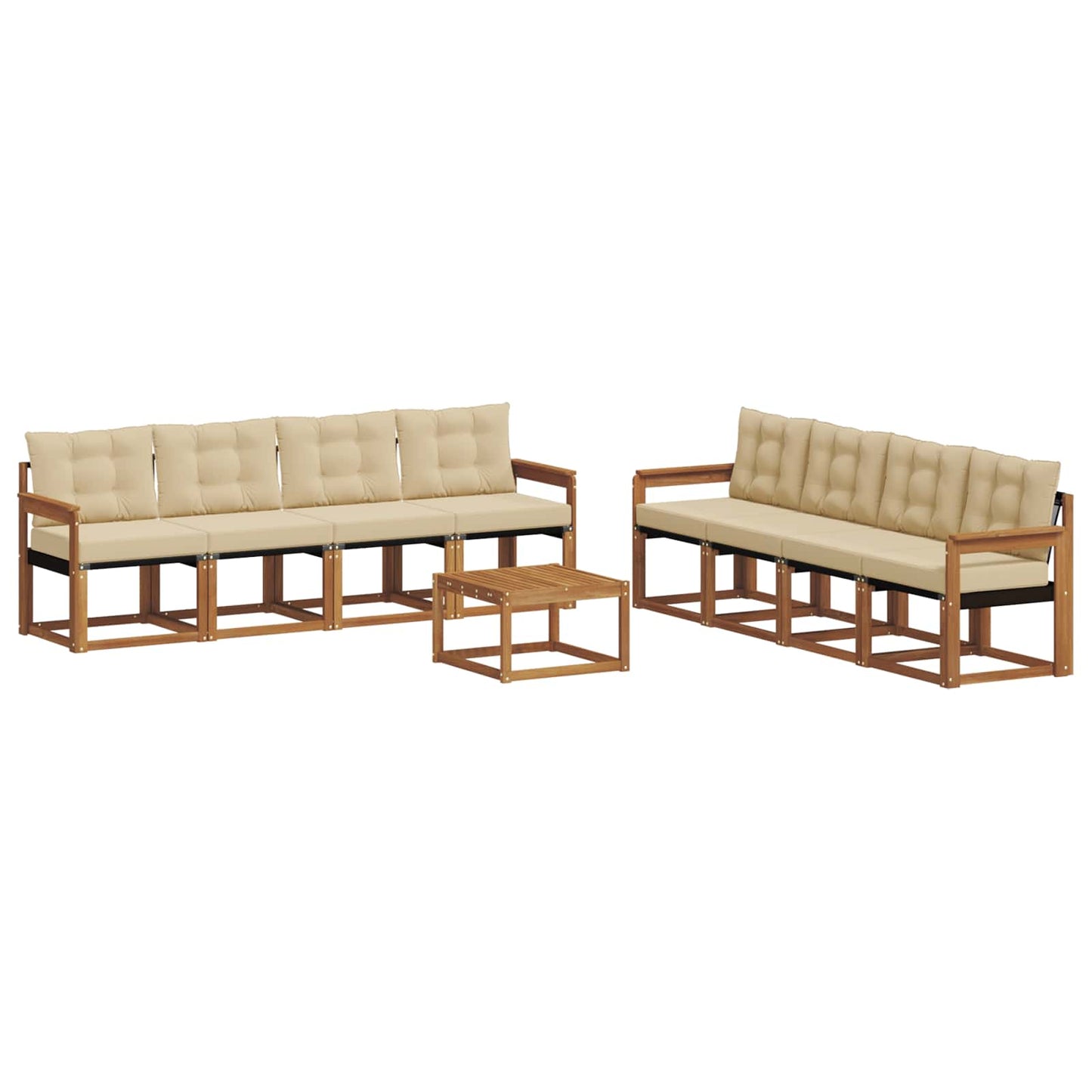 Udendørs sofagruppe 9 stk. Naturlig og Beige