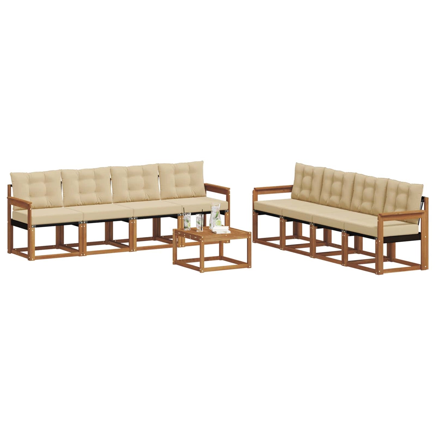 Udendørs sofagruppe 9 stk. Naturlig og Beige