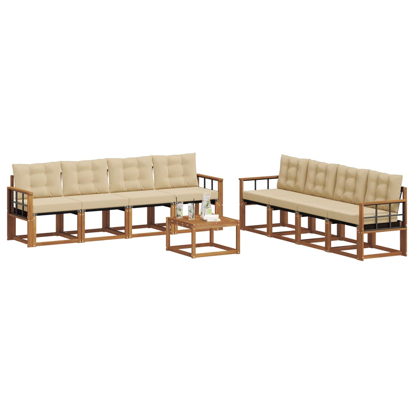 Udendørs sofagruppe 9 stk. Naturlig og Beige