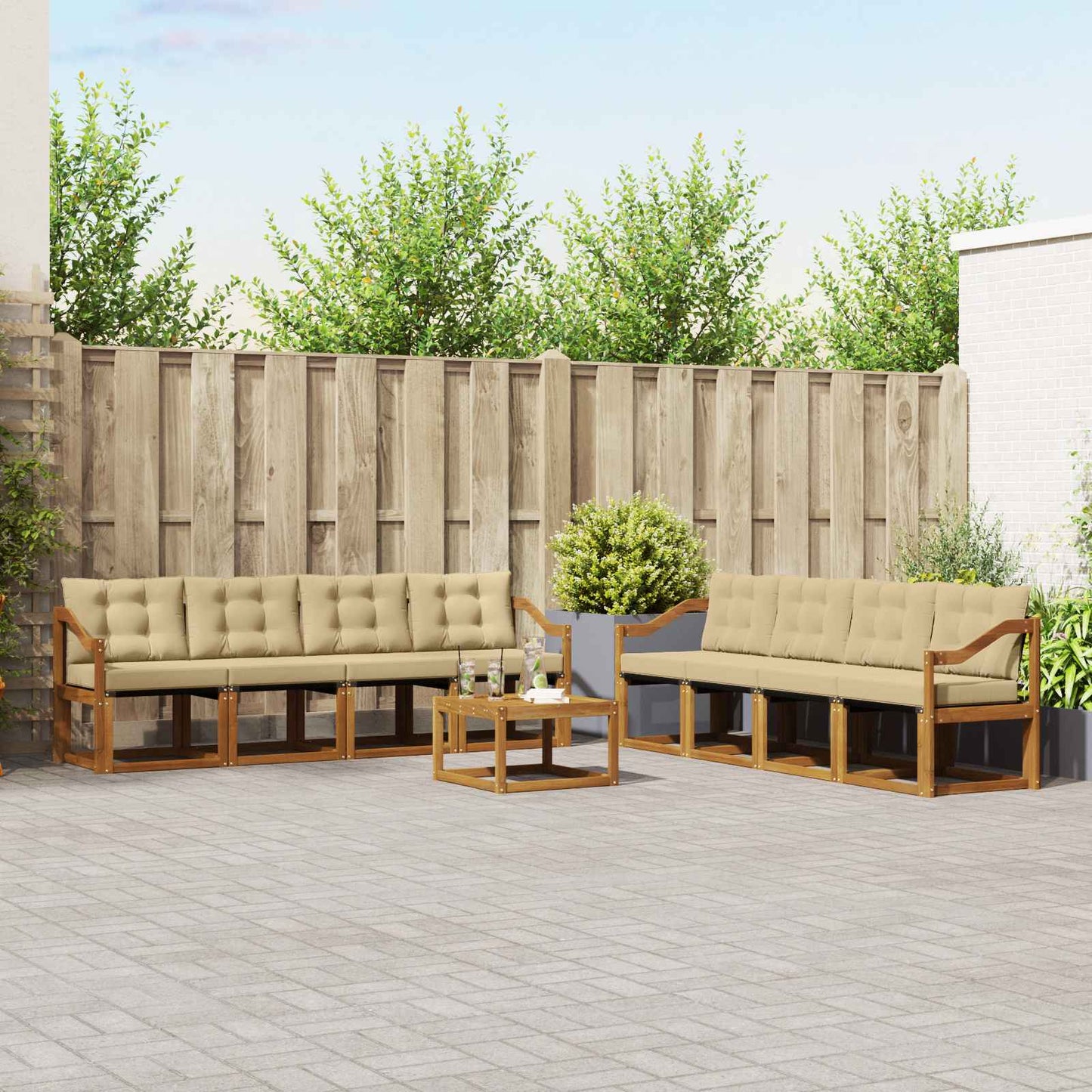 Udendørs sofagruppe 9 stk. Naturlig og Beige
