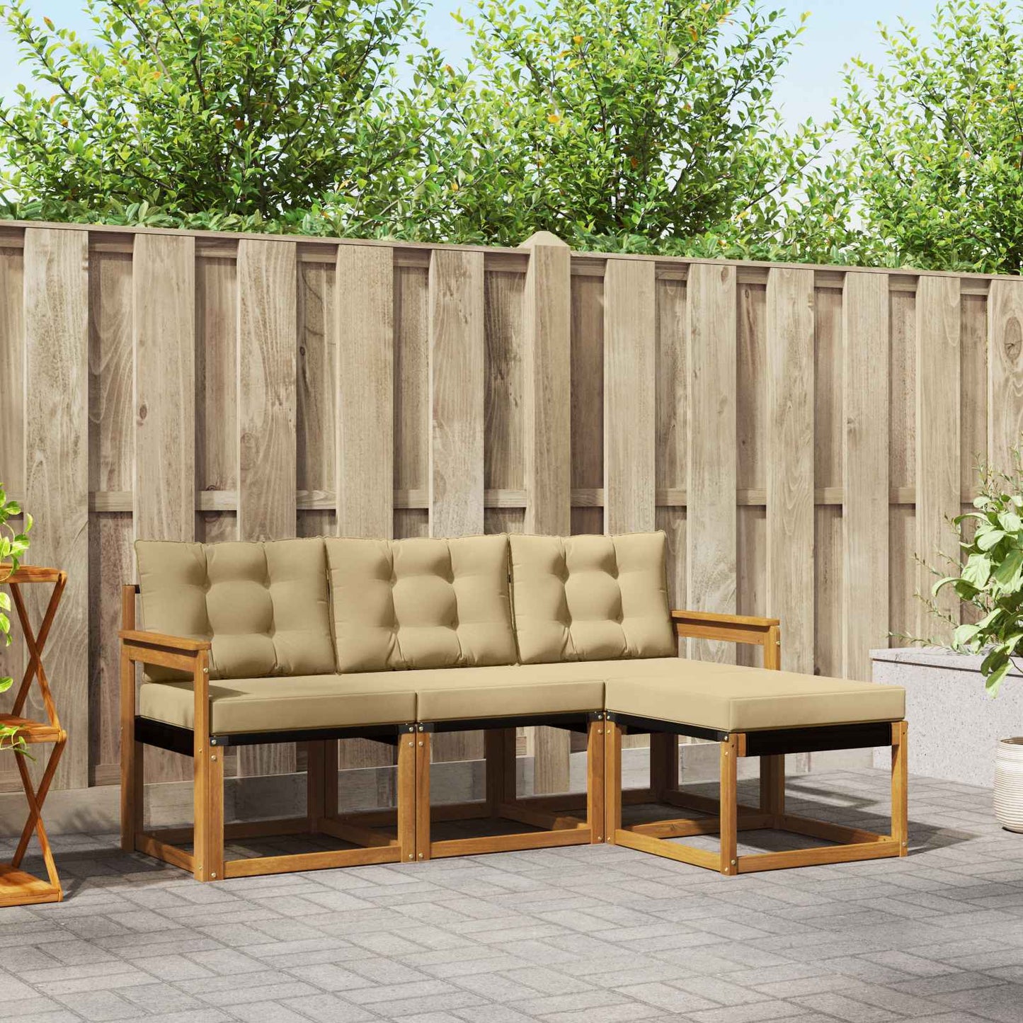 Udendørs sofagruppe 4 stk. Naturlig og Beige