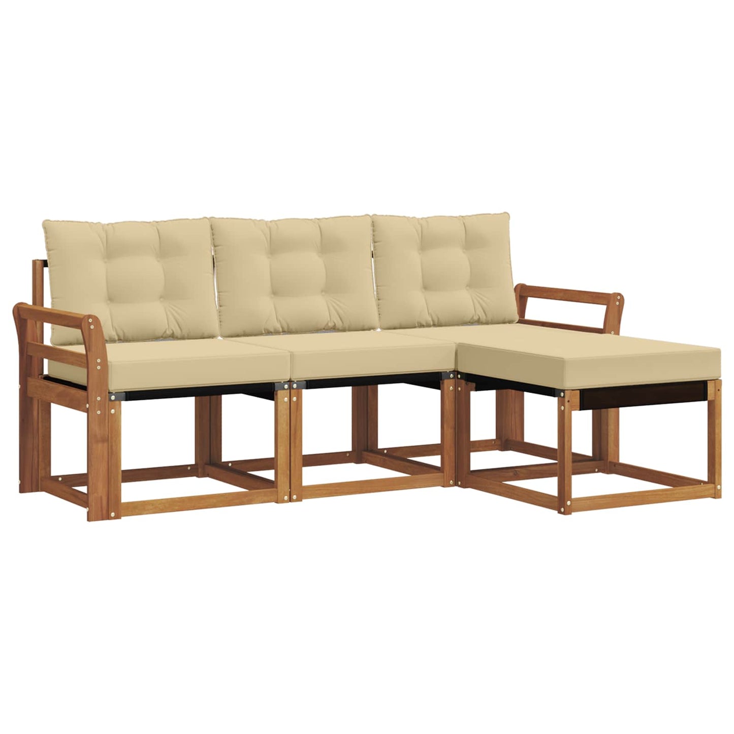 Udendørs sofagruppe med pude 4 pcs Naturlig og Beige