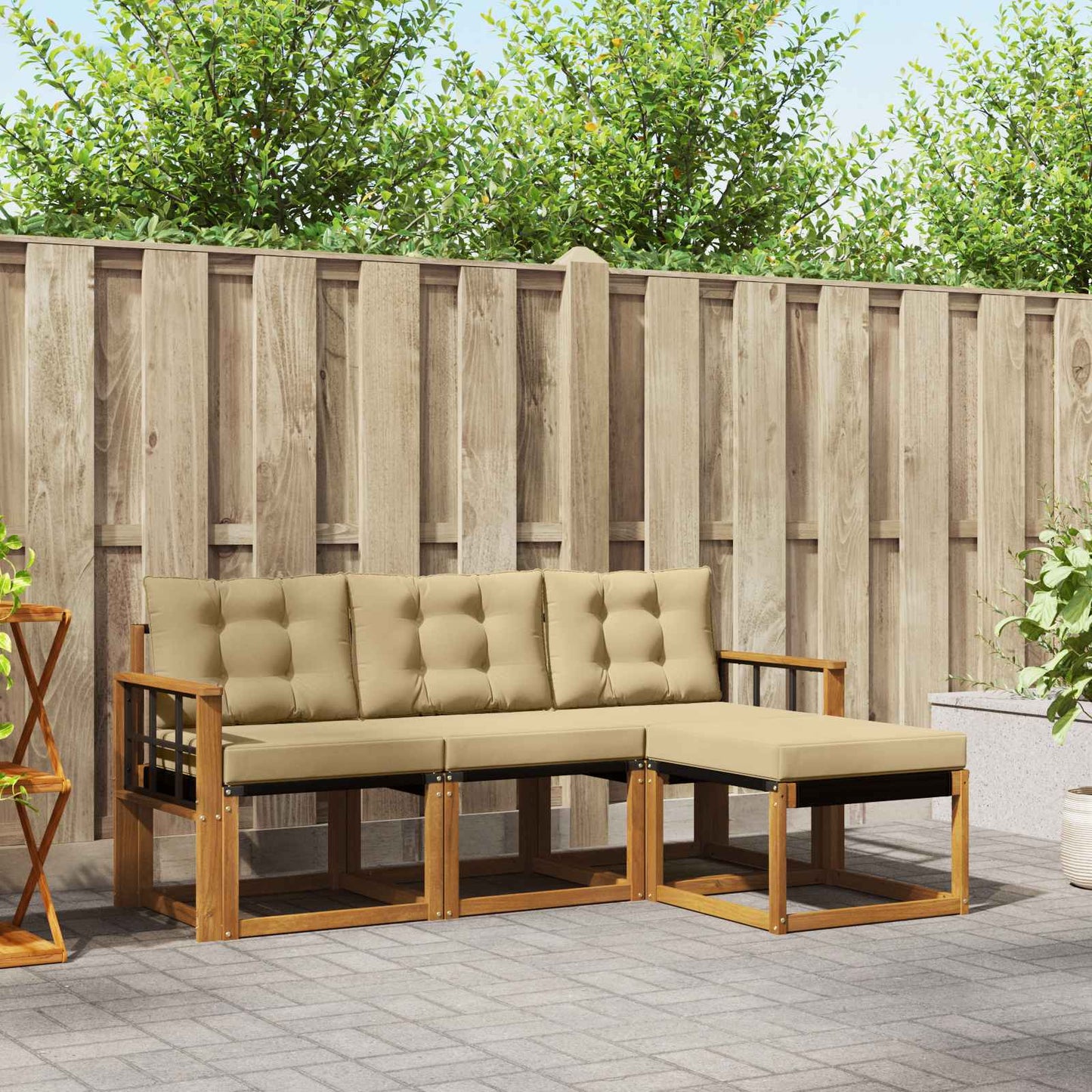 Udendørs sofagruppe 4 stk. Naturlig og Beige