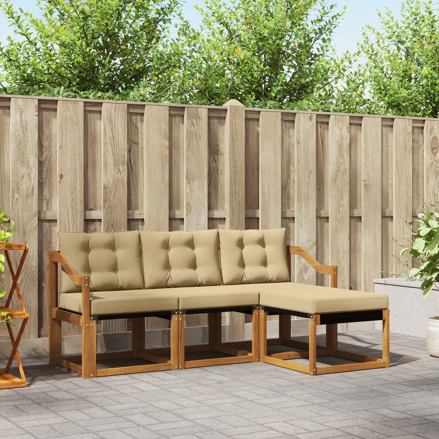 Udendørs sofagruppe 4 stk. Naturlig og Beige