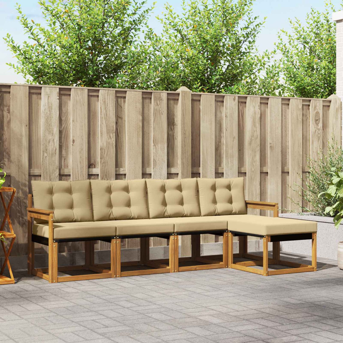 Udendørs sofagruppe 5 stk. Naturlig og Beige