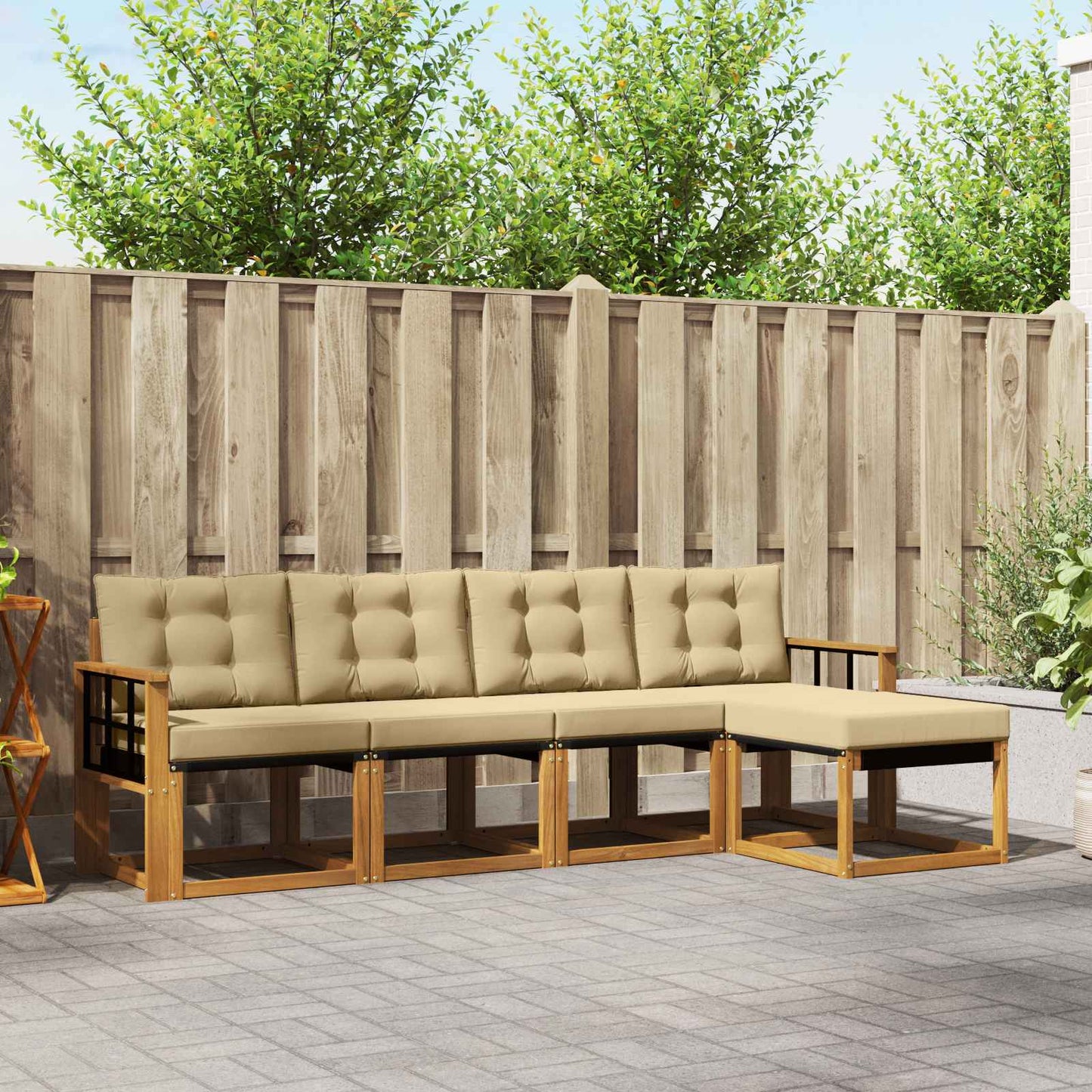 Udendørs sofagruppe 5 stk. Naturlig og Beige