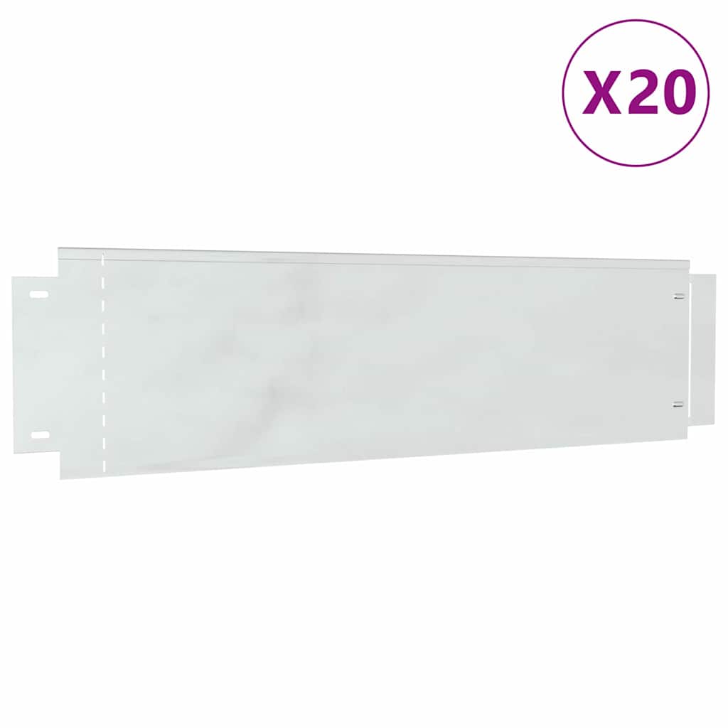 Plænekanter 20 pcs Sølv 100 x 25 x 0,07 cm Galvaniseret stål