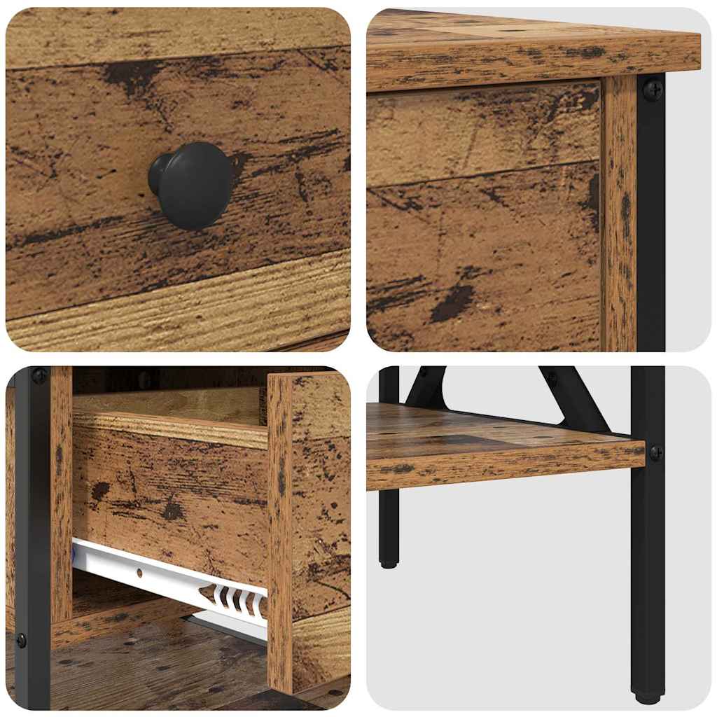 Sengebord med skuffe 2 pcs Gammelt træ 40 x 42 x 45 cm