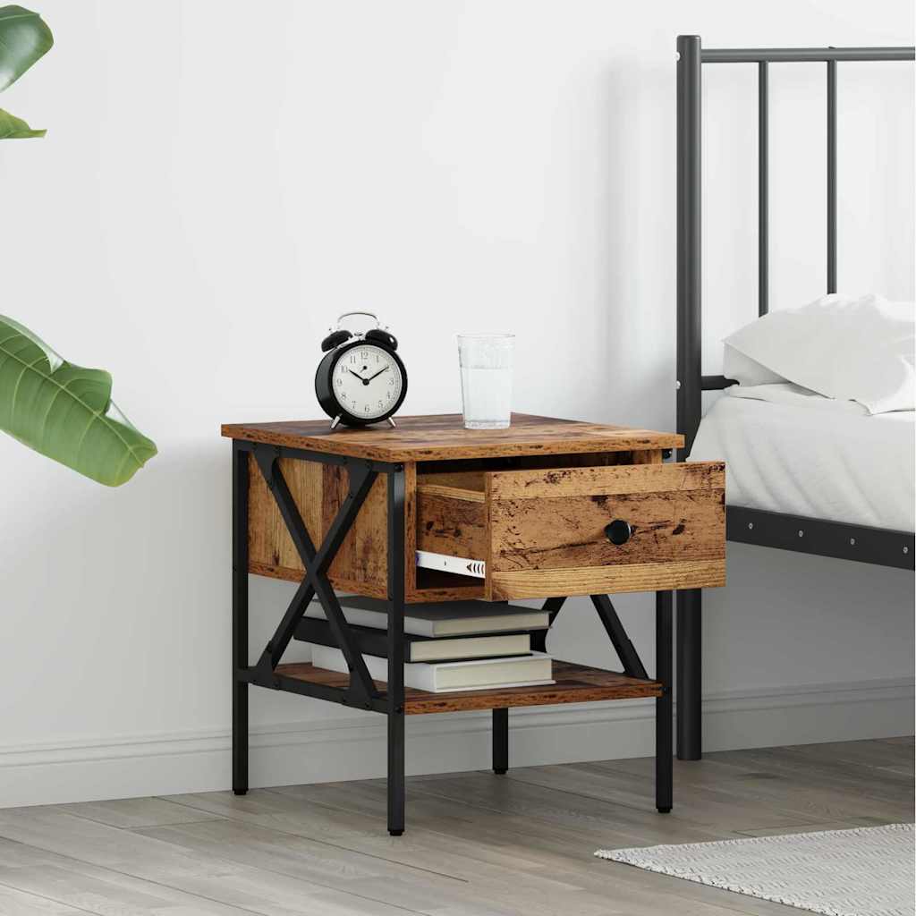 Sengebord med skuffe 2 pcs Gammelt træ 40 x 42 x 45 cm