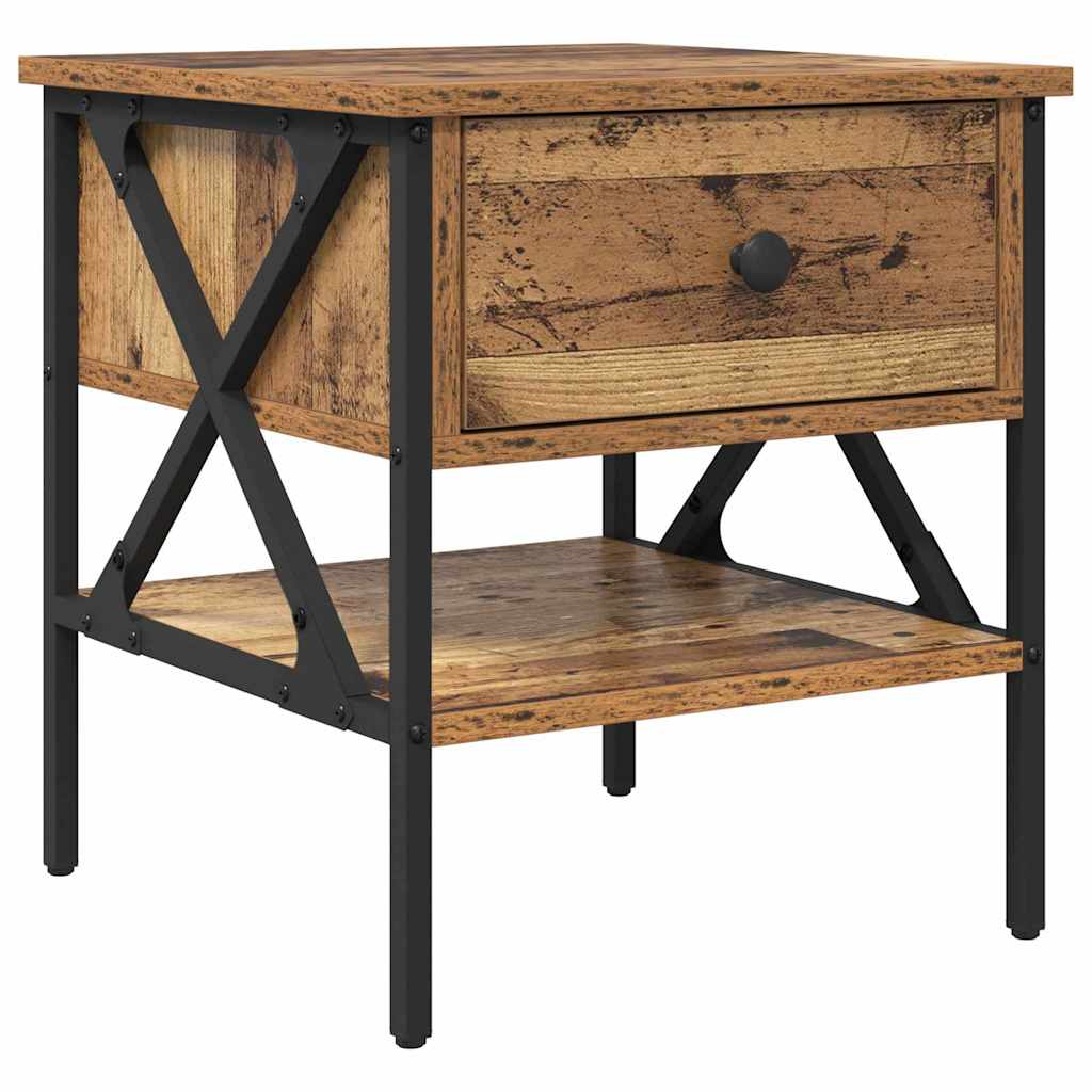 Sengebord med skuffe 2 pcs Gammelt træ 40 x 42 x 45 cm