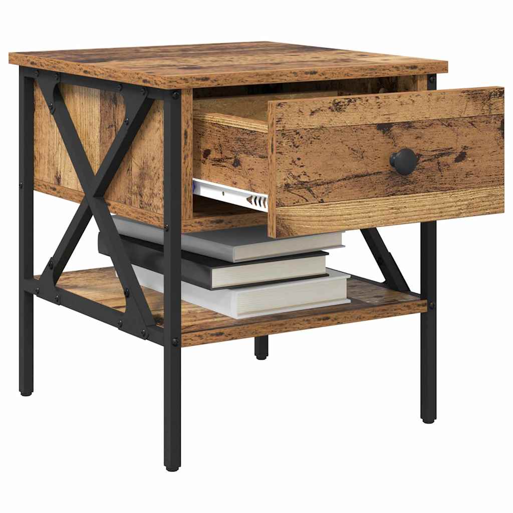 Sengebord med skuffe 2 pcs Gammelt træ 40 x 42 x 45 cm