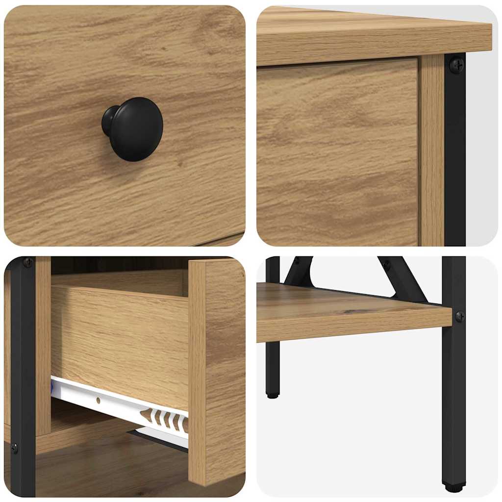 Sengebord 2 pcs artisan eg 40 x 42 x 45 cm Laminat træ og metal