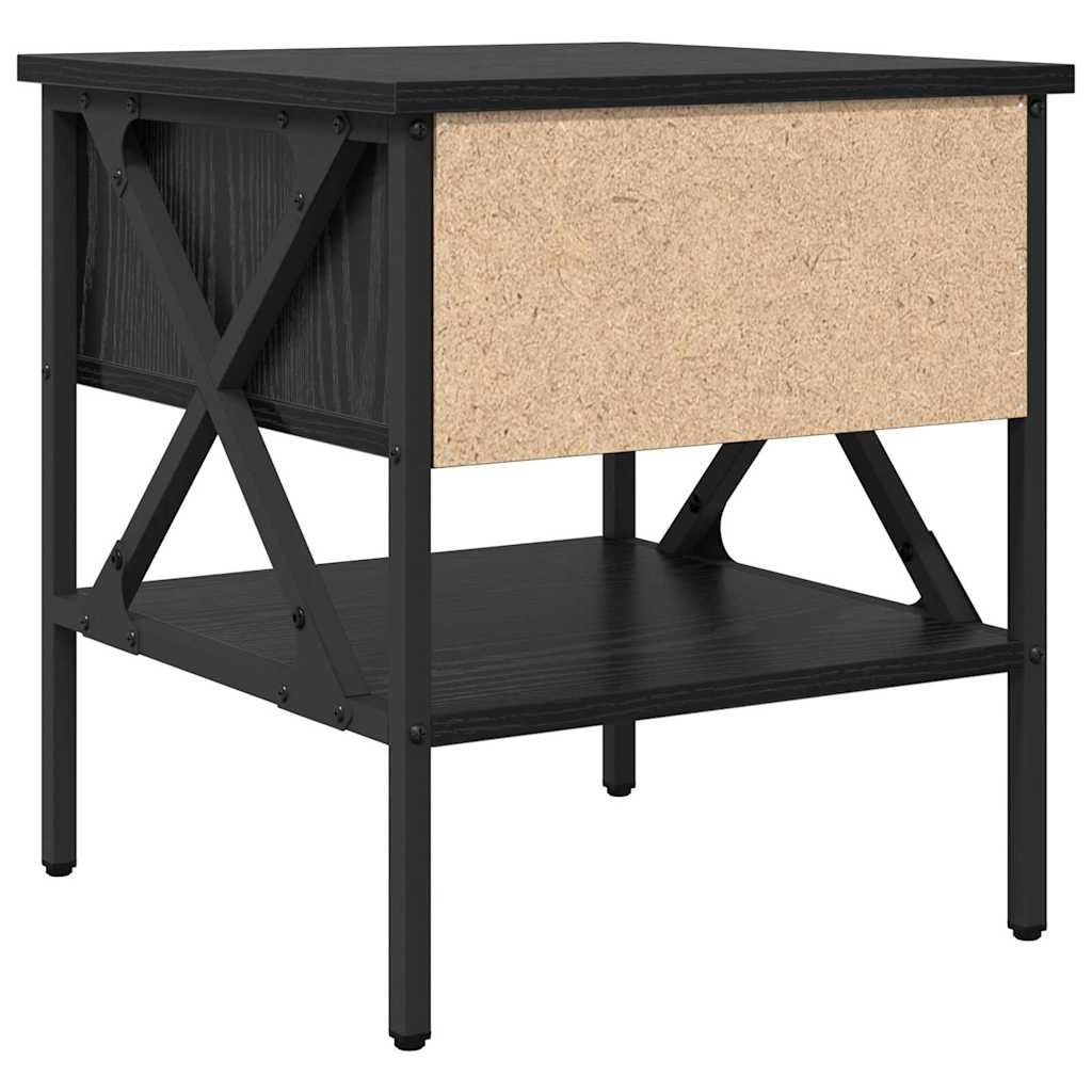 Sengebord Sort eg 40 x 42 x 45 cm Laminat træ og metal