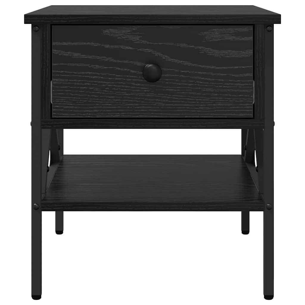 Sengebord 2 pcs Sort eg 40 x 42 x 45 cm Laminat træ og metal