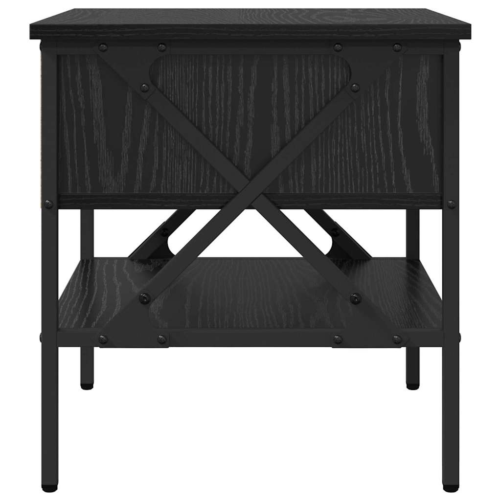 Sengebord 2 pcs Sort eg 40 x 42 x 45 cm Laminat træ og metal