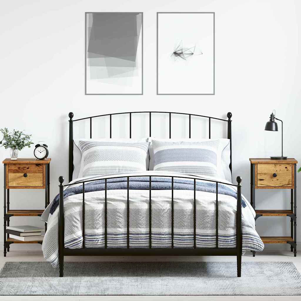 Natskab med skuffe 2 pcs Brun 33,5 x 36 x 70 cm Konstrueret træ billede