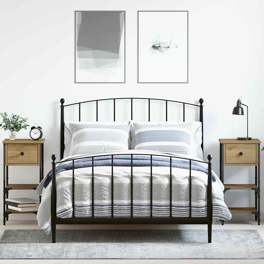 Natskab med skuffe 2 pcs Brun 33,5 x 36 x 70 cm Konstrueret træ billede