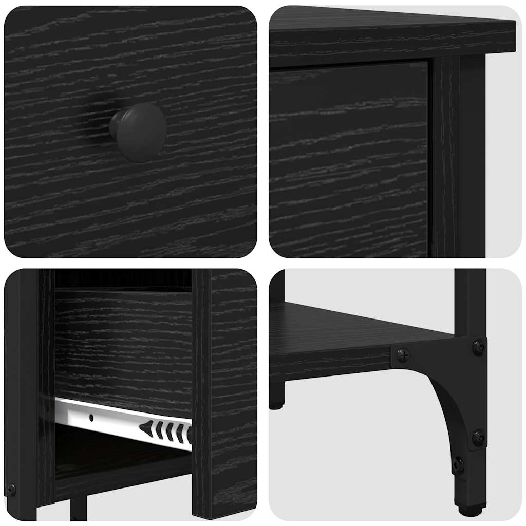 Natskab 2 pcs Sort eg 33,5 x 36 x 70 cm Konstrueret træ
