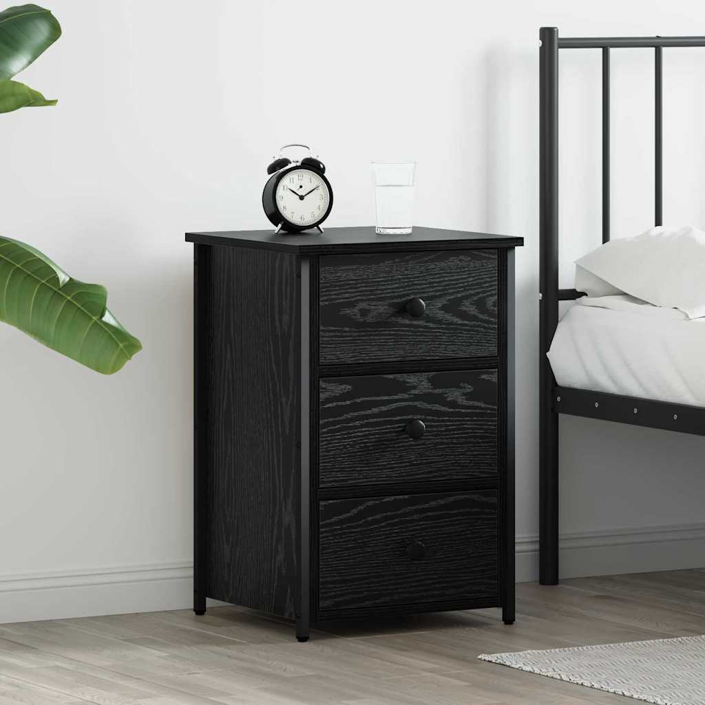Natskab med skuffe Sort eg 40 x 36 x 60 cm Solid genbrugs træ billede