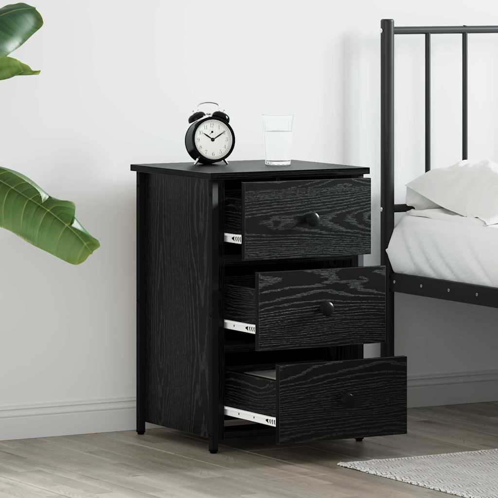 Natskab med skuffe Sort eg 40 x 36 x 60 cm Solid genbrugs træ