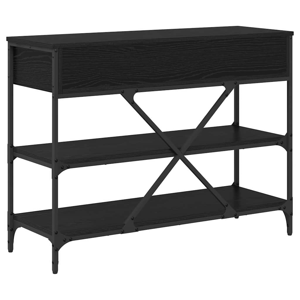 Konsolbord med skuffe med hylde Sort eg 100 x 34,5 x 75 cm træ