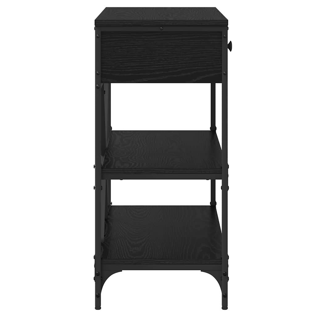 Konsolbord med skuffe med hylde Sort eg 100 x 34,5 x 75 cm træ