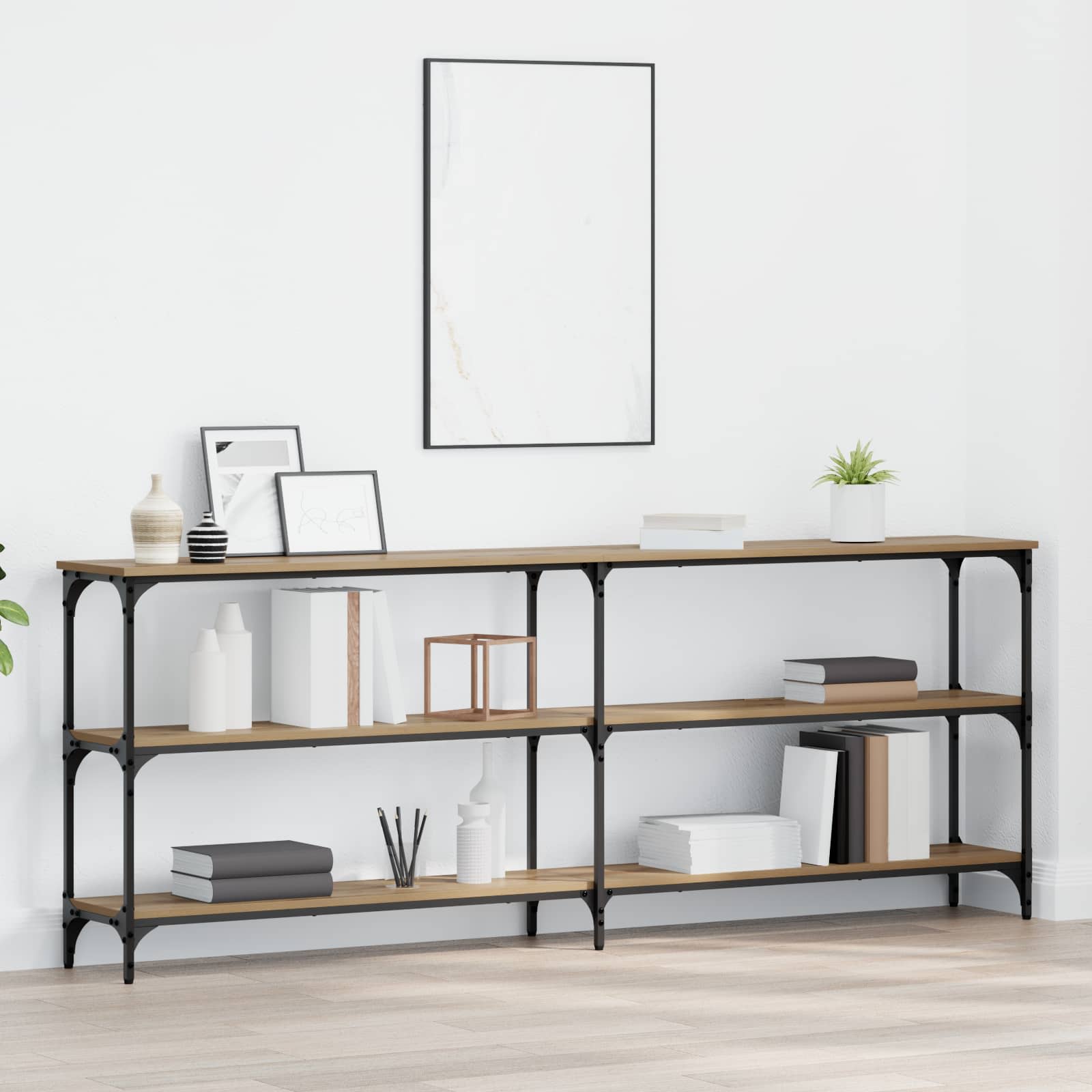 Konsolbord artisan eg 200 x 29 x 75 cm Samlet træ og metal billede