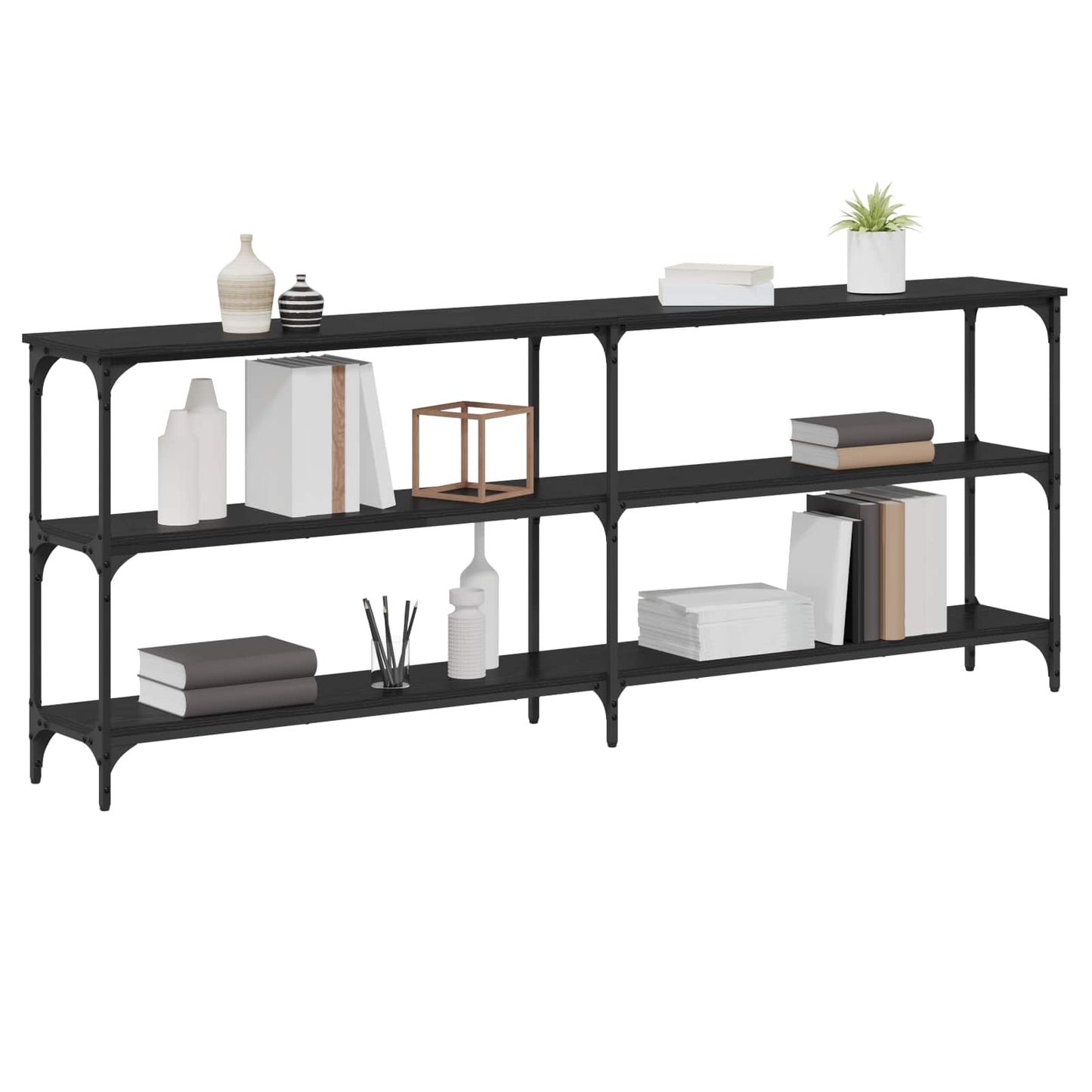 Konsolbord Sort eg 200 x 29 x 75 cm Samlet træ og metal
