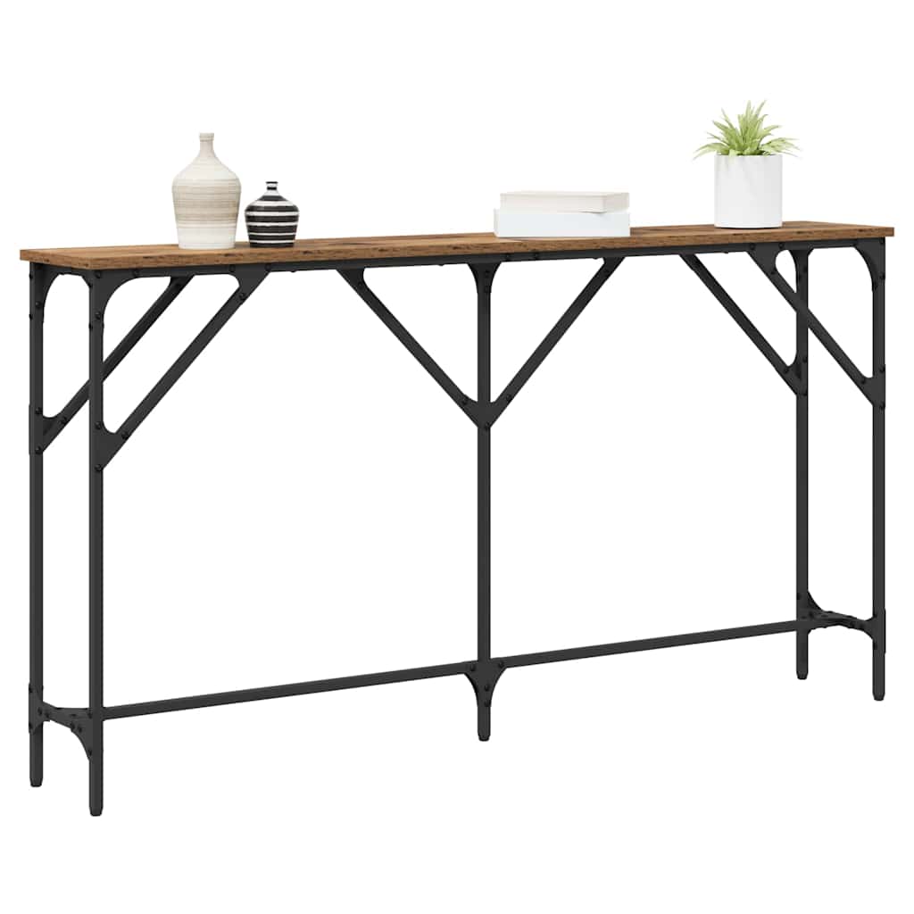 Konsolbord Gammelt træ 140 x 23 x 75 cm Laminat træ og metal