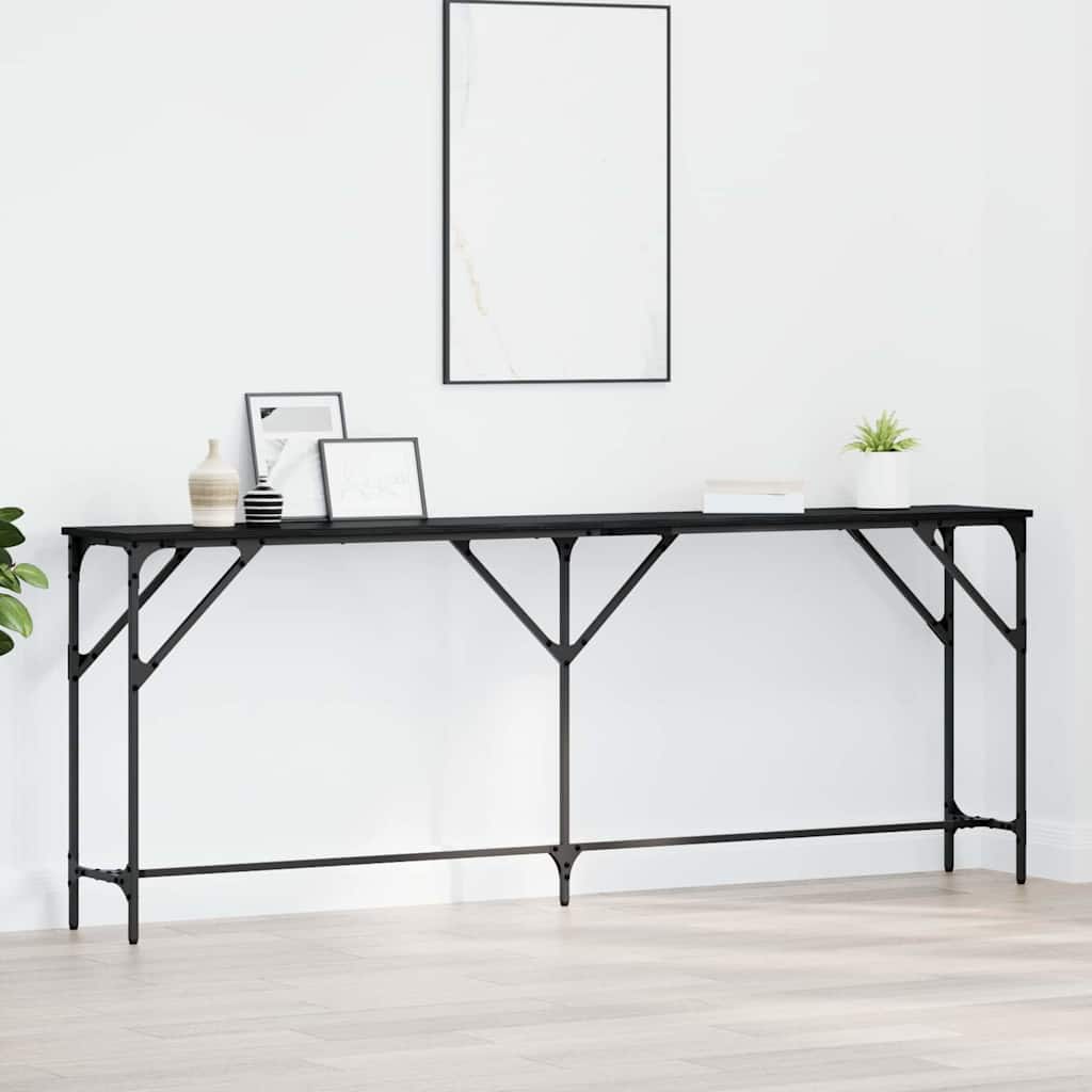Konsolbord Sort eg 200 x 29 x 75 cm Laminat træ og metal