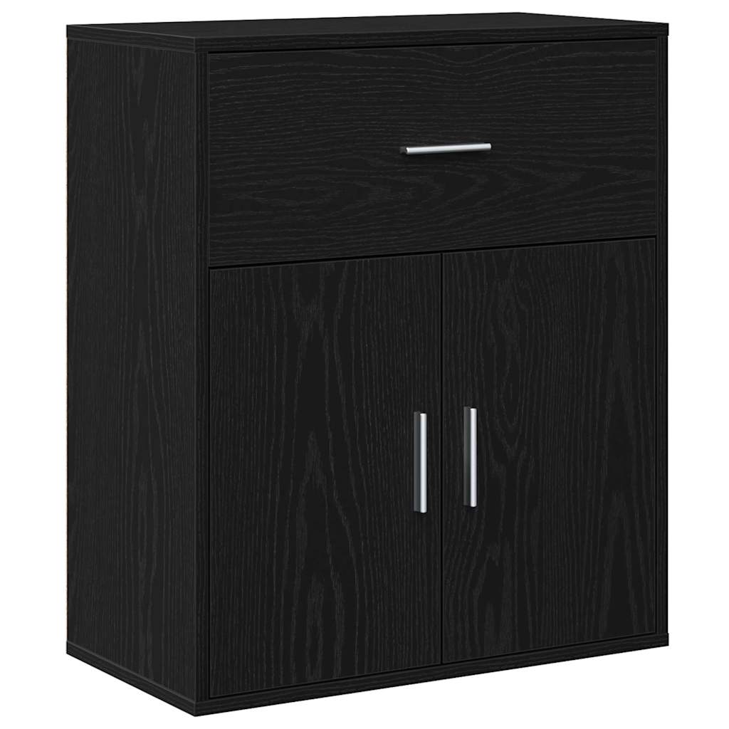 Sideboard med skuffe Sort eg 60 x 31 x 70 cm Konstrueret træ