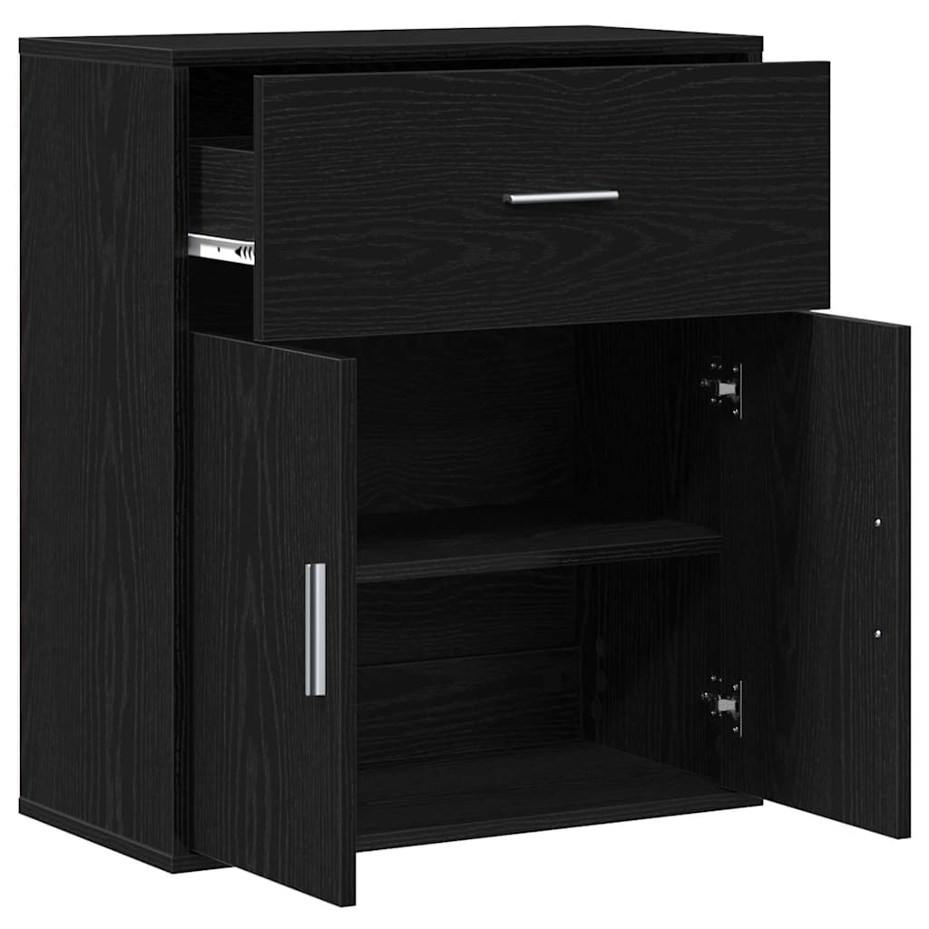 Sideboard med skuffe Sort eg 60 x 31 x 70 cm Konstrueret træ