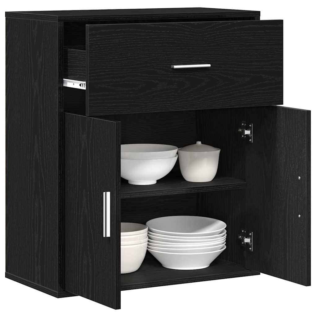 Sideboard med skuffe Sort eg 60 x 31 x 70 cm Konstrueret træ