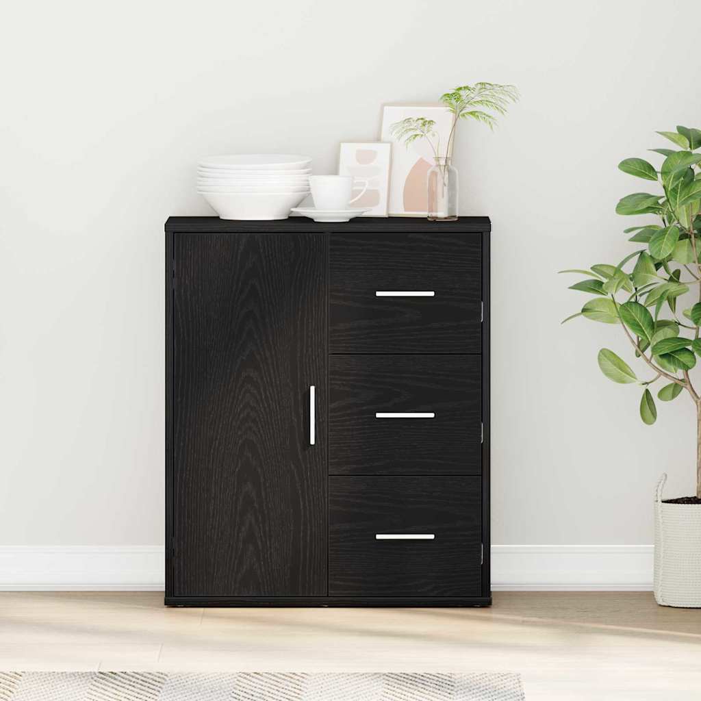 Sideboard med skuffe Sort eg 60 x 31 x 70 cm Konstrueret træ